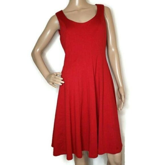 Nine West Red Sleeveless A-Line Dress with fitted bust Size 8 classic classy - Picture 7 of 8